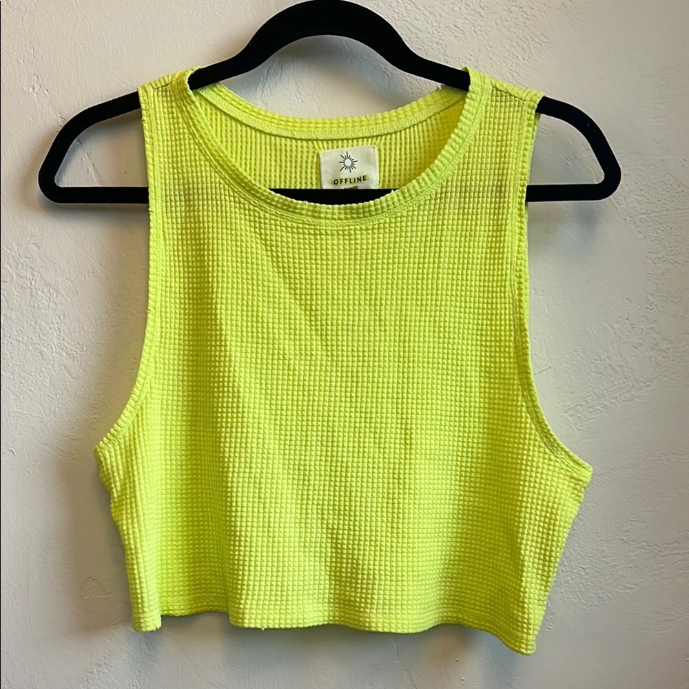 Aerie Highlighter Ribbed Muscle Tee Crop Top